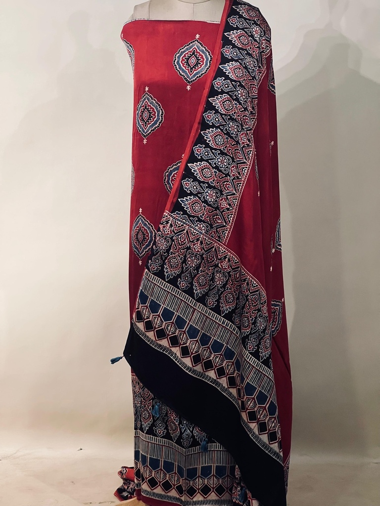  Ajrakh Modal Top and Dupatta Sets 5012