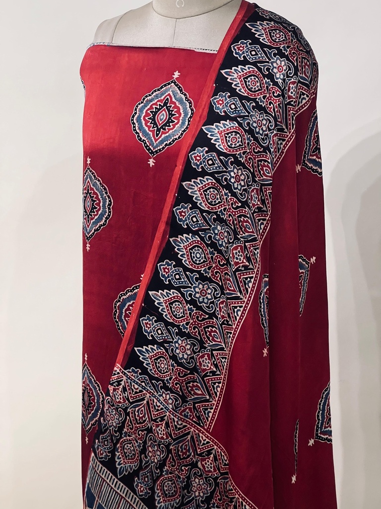  Ajrakh Modal Top and Dupatta Sets 5012