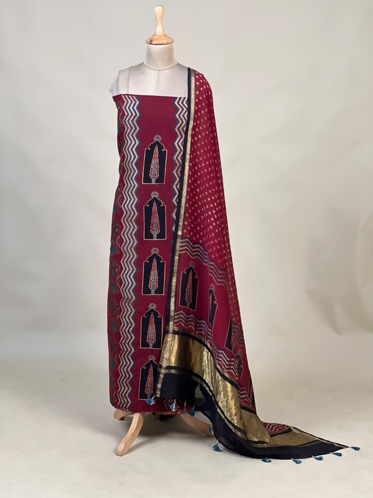 Chanderi Silk Top and Dupatta sets 5025 RED 1