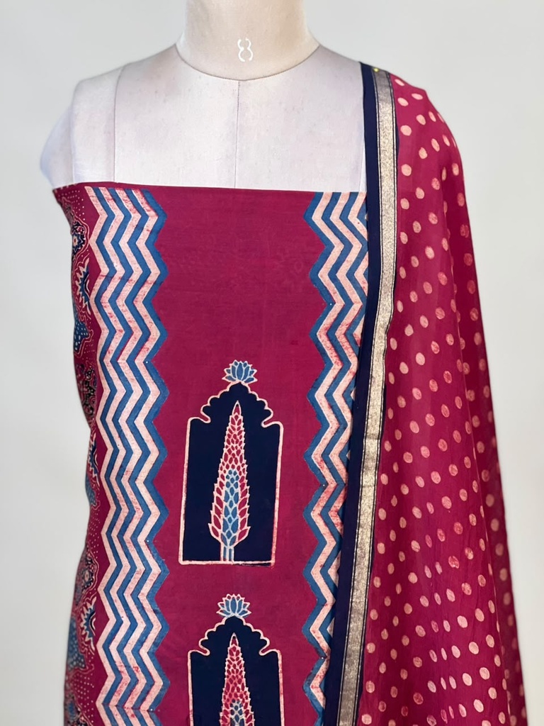Chanderi Silk Top and Dupatta sets 5025 RED 1