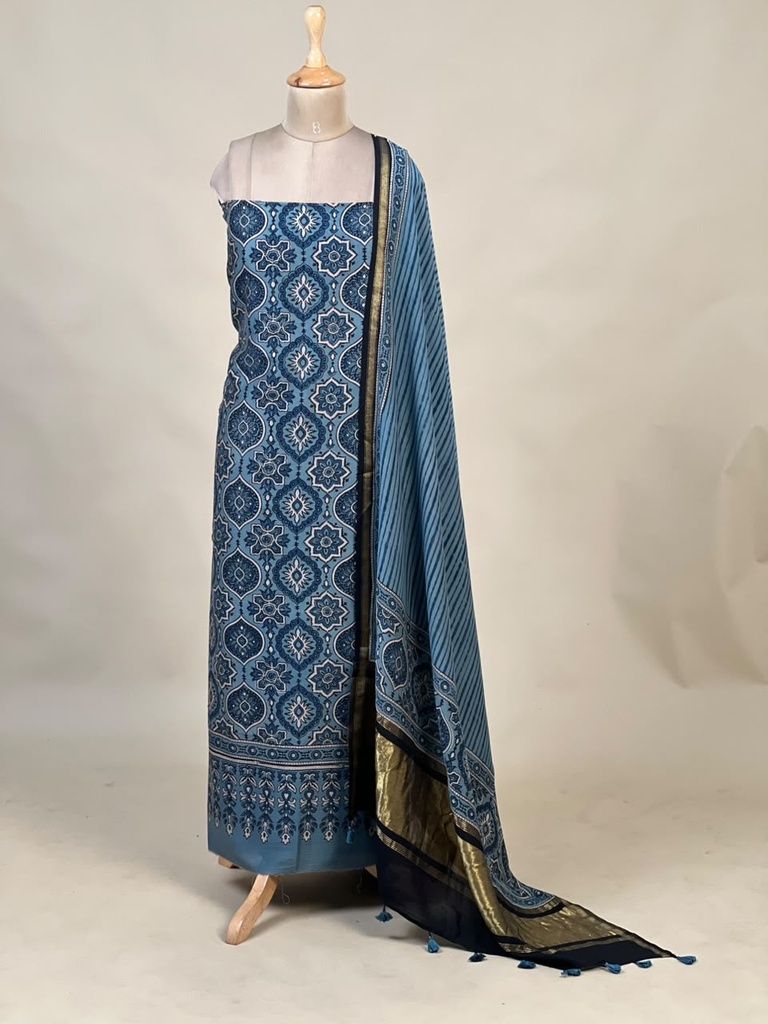 Chanderi Silk Top and Dupatta sets 5025 BLUE 2