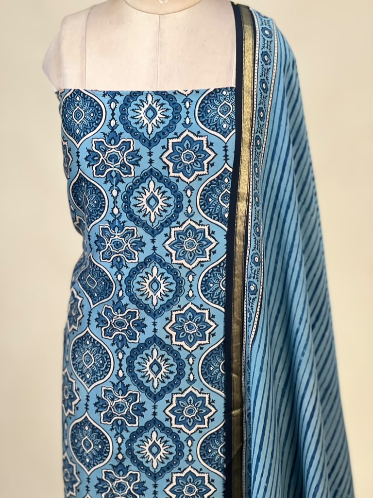 Chanderi Silk Top and Dupatta sets 5025 BLUE 2