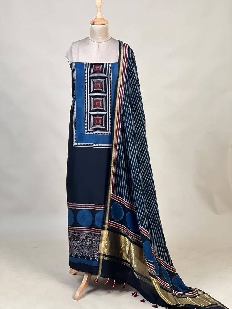 Chanderi Silk Top and Dupatta sets 5025 BLACK 2
