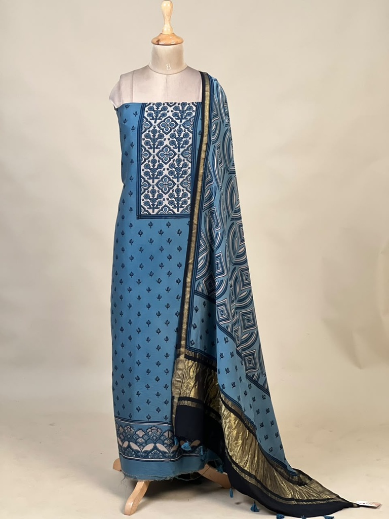 Chanderi Silk Top and Dupatta sets 5025 BLUE 1