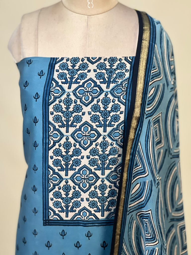 Chanderi Silk Top and Dupatta sets 5025 BLUE 1