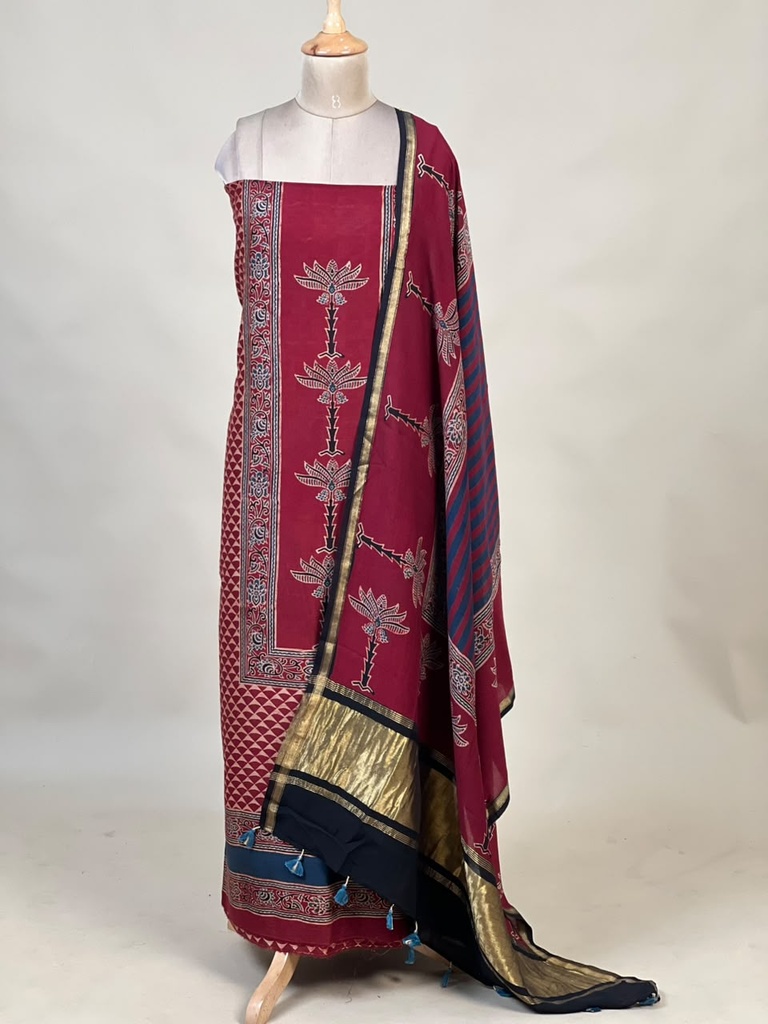 Chanderi Silk Top and Dupatta sets 5025 RED 2