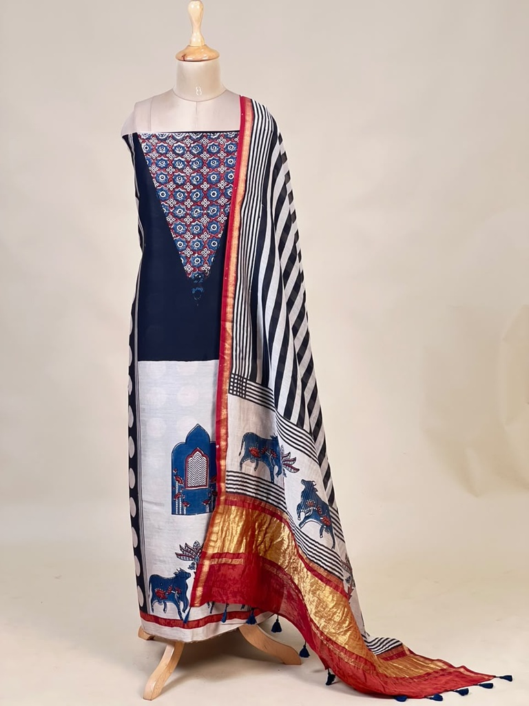 Chanderi Silk Top and Dupatta sets 5025 BLACK 3