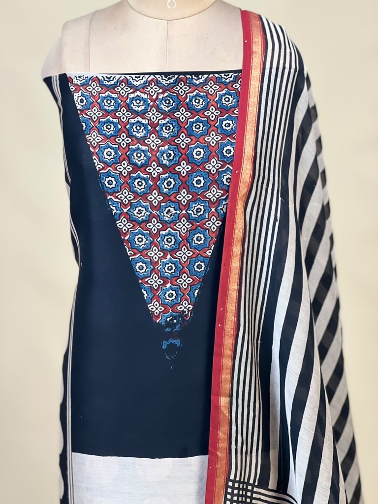 Chanderi Silk Top and Dupatta sets 5025 BLACK 3