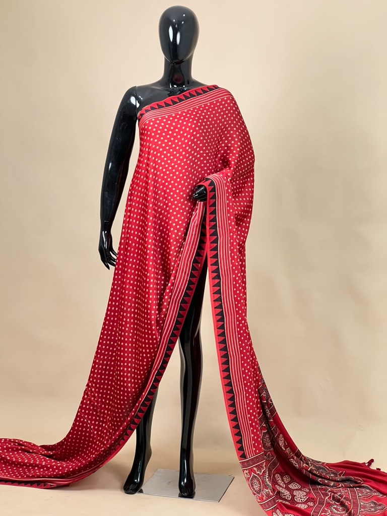 Ajrakh Modal Silk Sarees 4243 S9