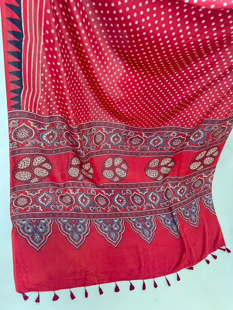 Ajrakh Modal Silk Sarees 4243 S9