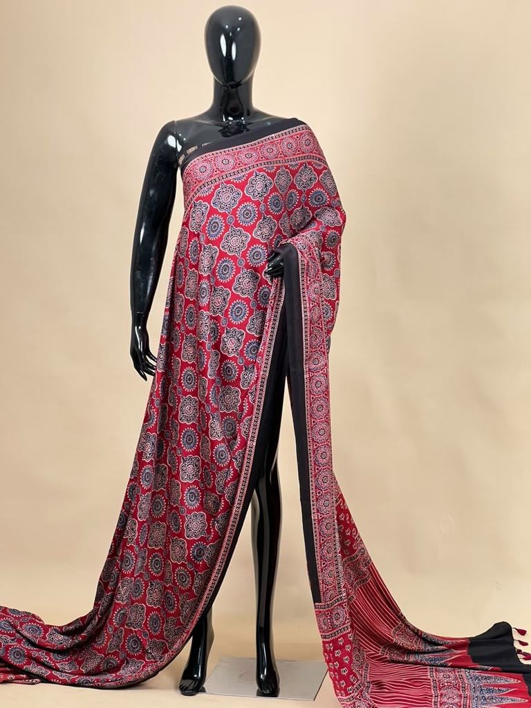 Ajrakh Modal Silk Sarees 4243 S25