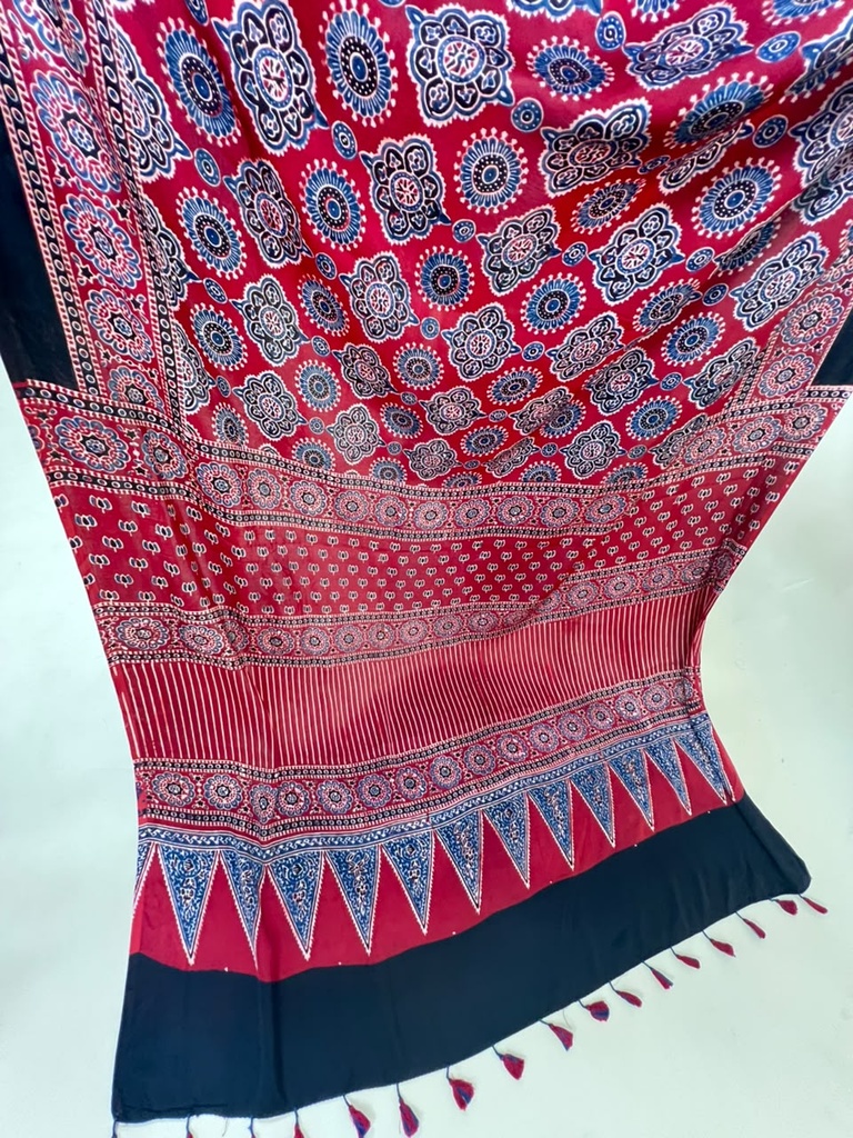 Ajrakh Modal Silk Sarees 4243 S25