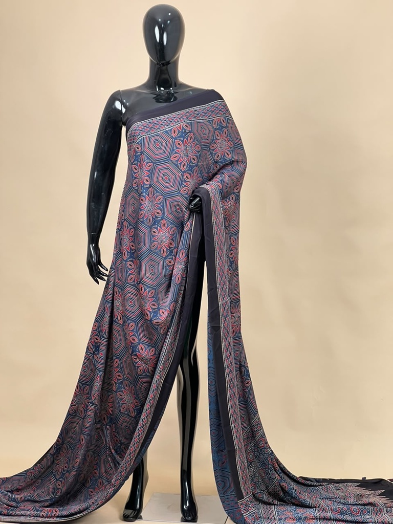Ajrakh Modal Silk Sarees 4243 S12