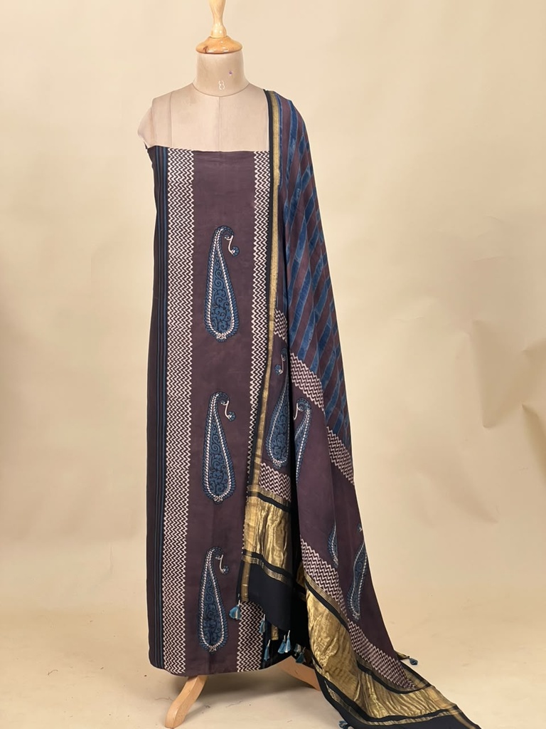 Chanderi Silk Top and Dupatta sets 5025 BLACK 1