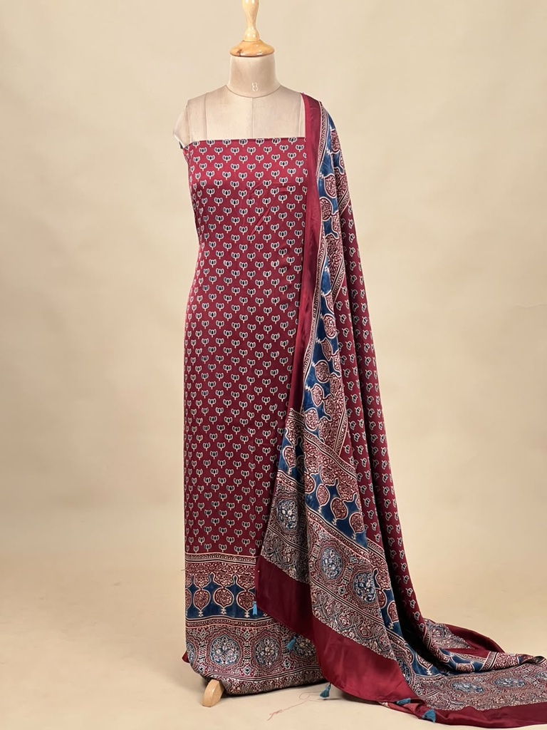 Ajrakh Modal Top and Dupatta Sets 5012