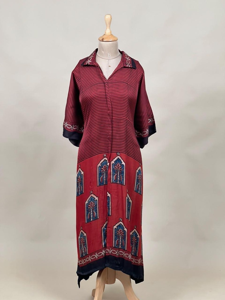 Ajrakh Modal Shirt Style Kurti 4803 RED