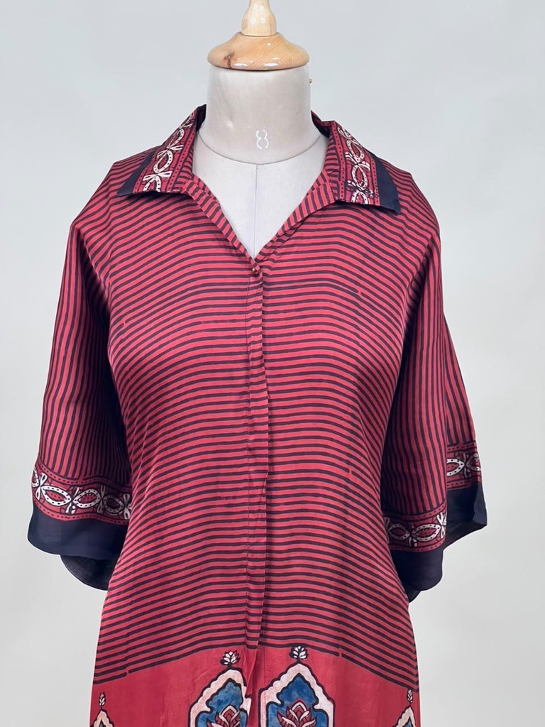 Ajrakh Modal Shirt Style Kurti 4803 RED
