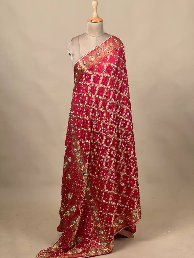  Bandhej Silk Dupatta 4781 RED