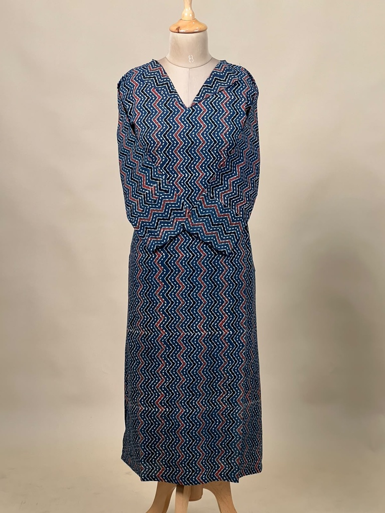 Ajrakh Cotton Coord Sets 5029 BLUE