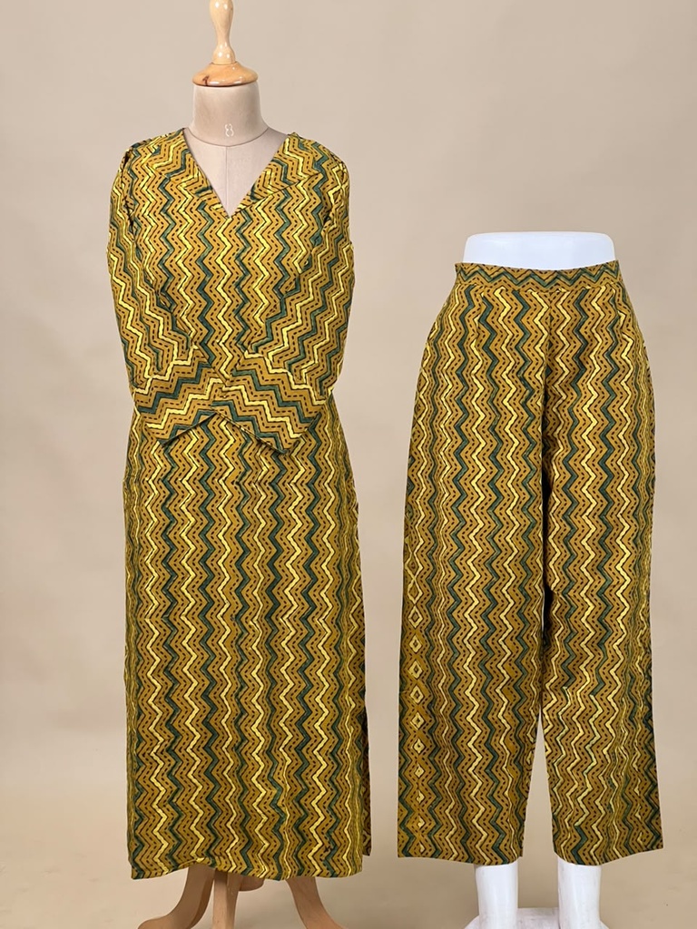 Ajrakh Cotton Coord Sets 5029 YELLOW