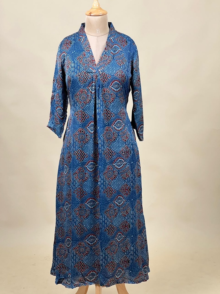 Ajrakh Modal Aline Kurtis 5053 BLUE