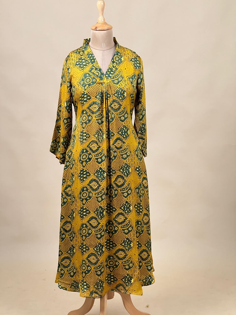 Ajrakh Modal Aline Kurtis 5053 YELLOW