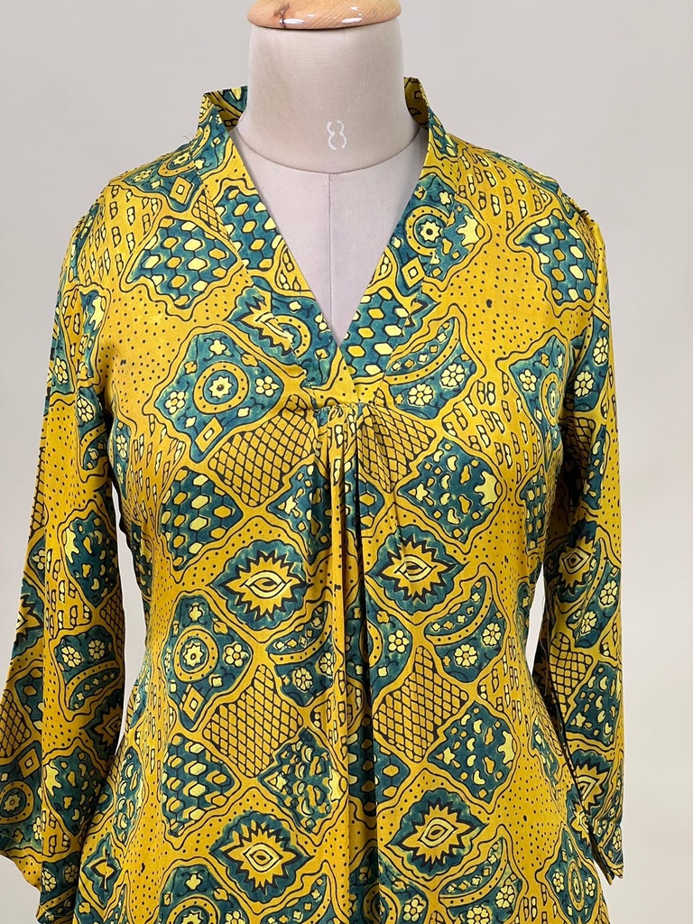 Ajrakh Modal Aline Kurtis 5053 YELLOW