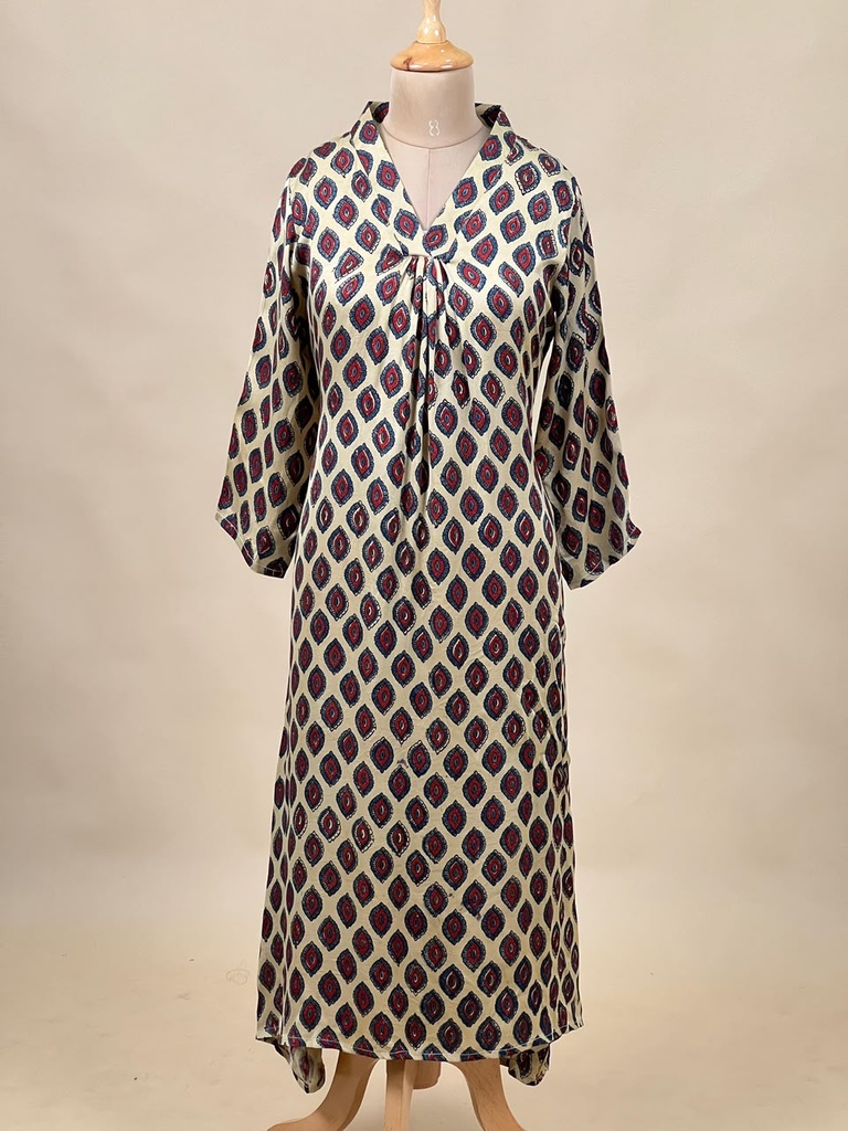 Ajrakh Modal Silk Aline Kurti 5053
