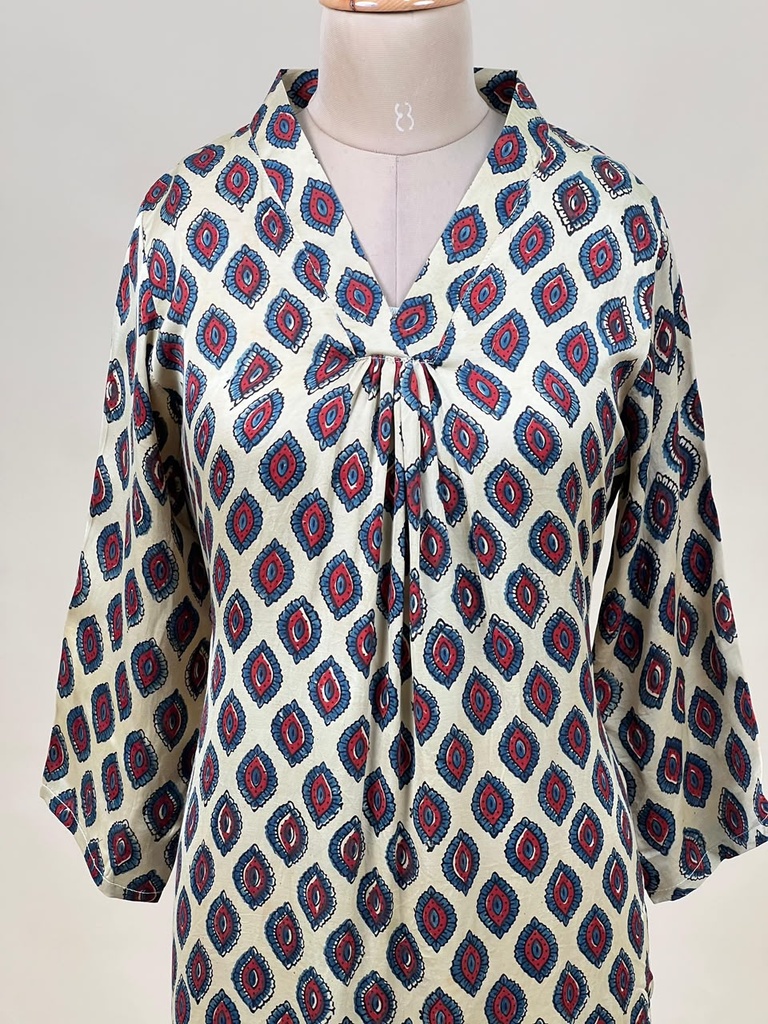 Ajrakh Modal Silk Aline Kurti 5053