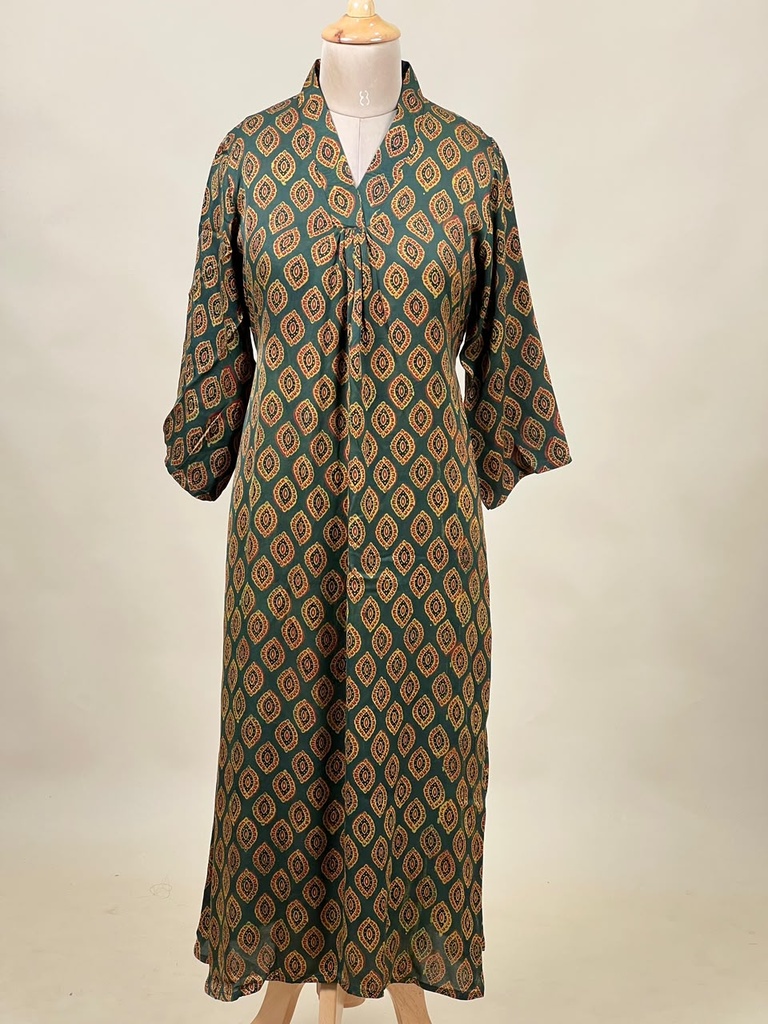 Ajrakh Modal Silk Aline Kurti 5053