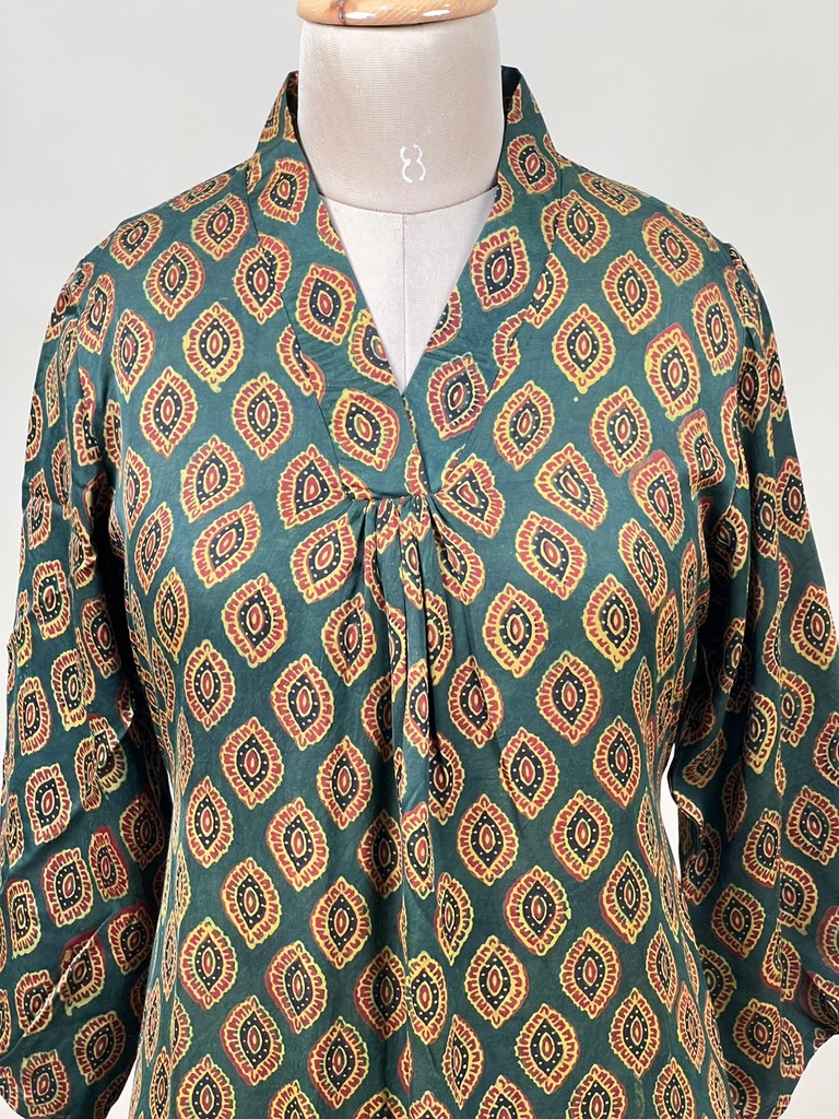 Ajrakh Modal Silk Aline Kurti 5053