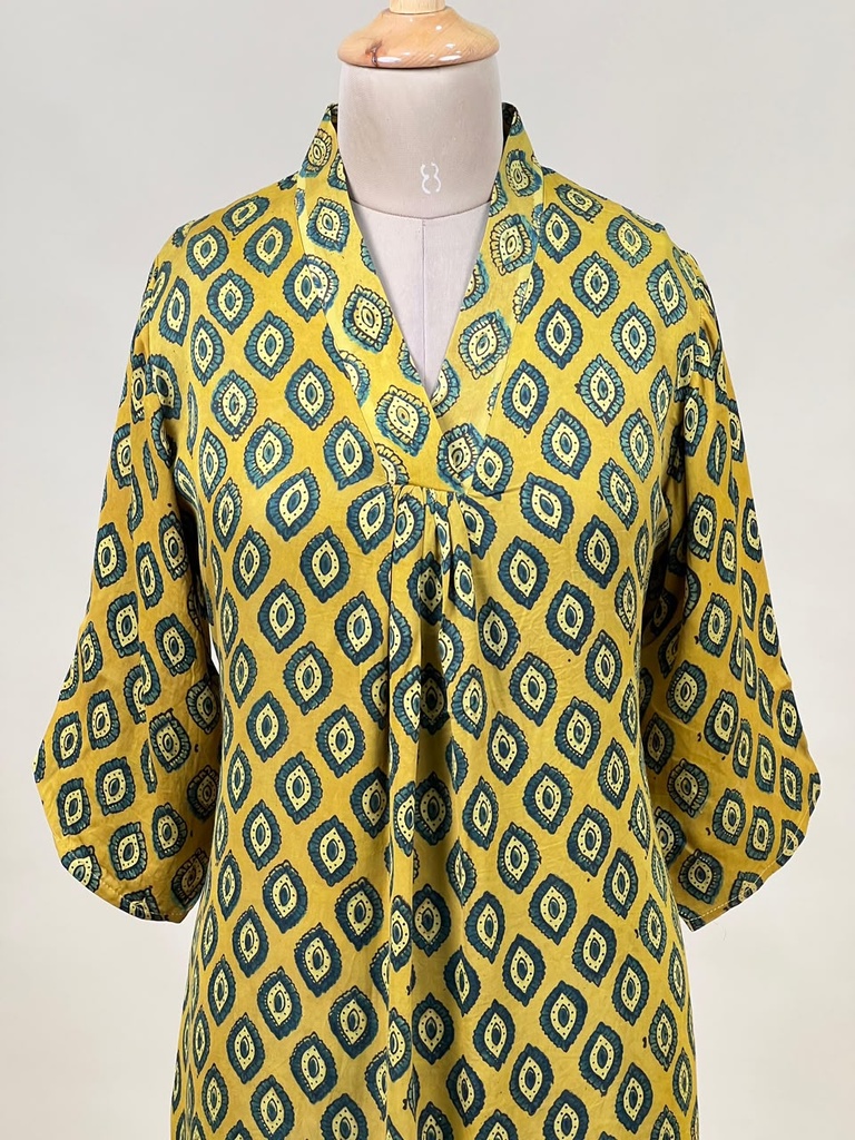 Ajrakh Modal Silk Aline Kurti 5053