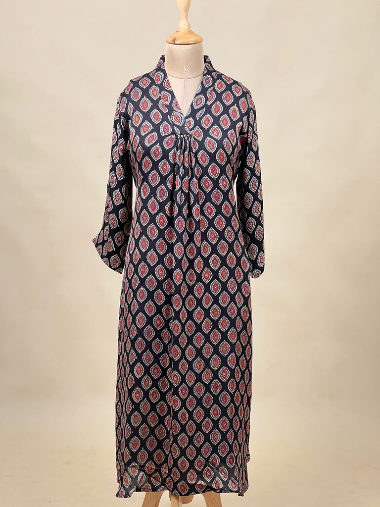 Ajrakh Modal Silk Aline Kurti 5053