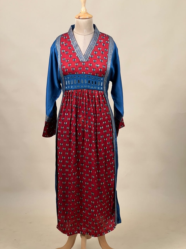 Ajrakh Modal Silk Aline Kurti 5053 BLUE 2