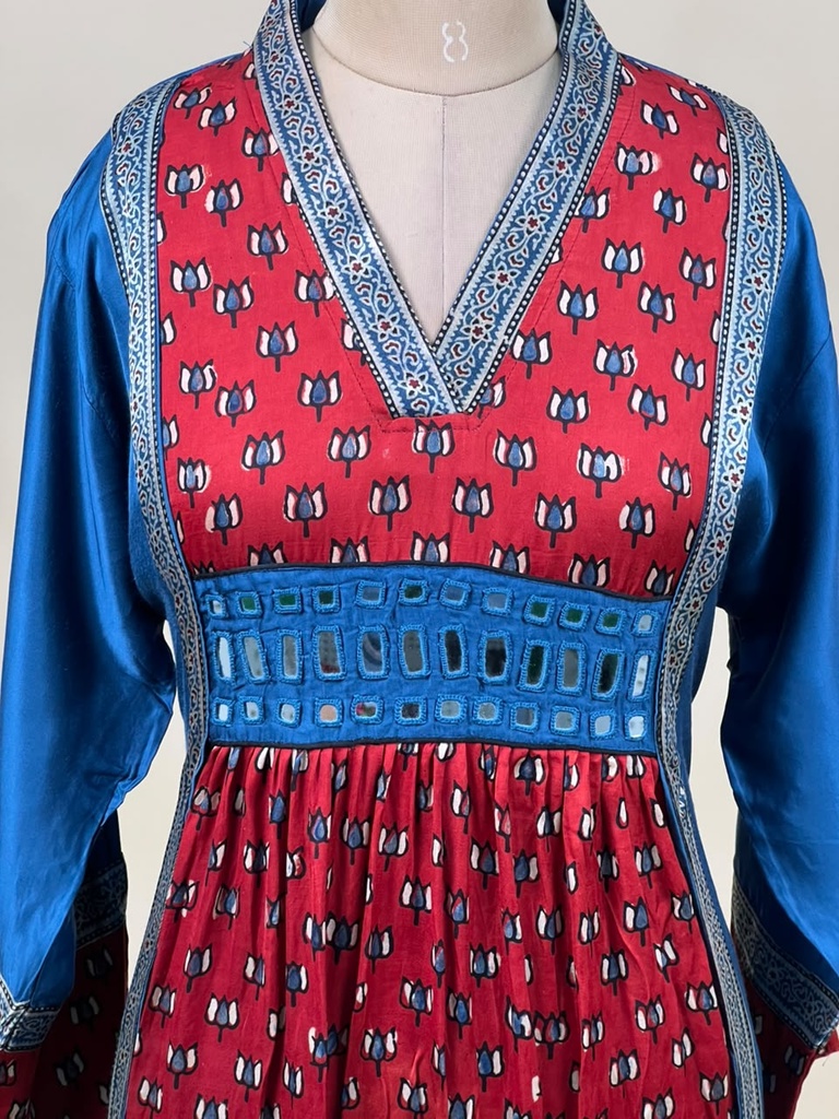 Ajrakh Modal Silk Aline Kurti 5053 BLUE 2