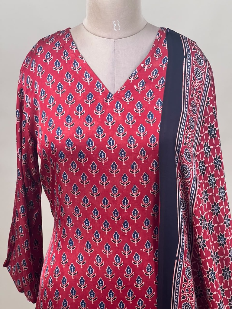 Ajrakh Modal Kurti Dupatta Set 5012 RED