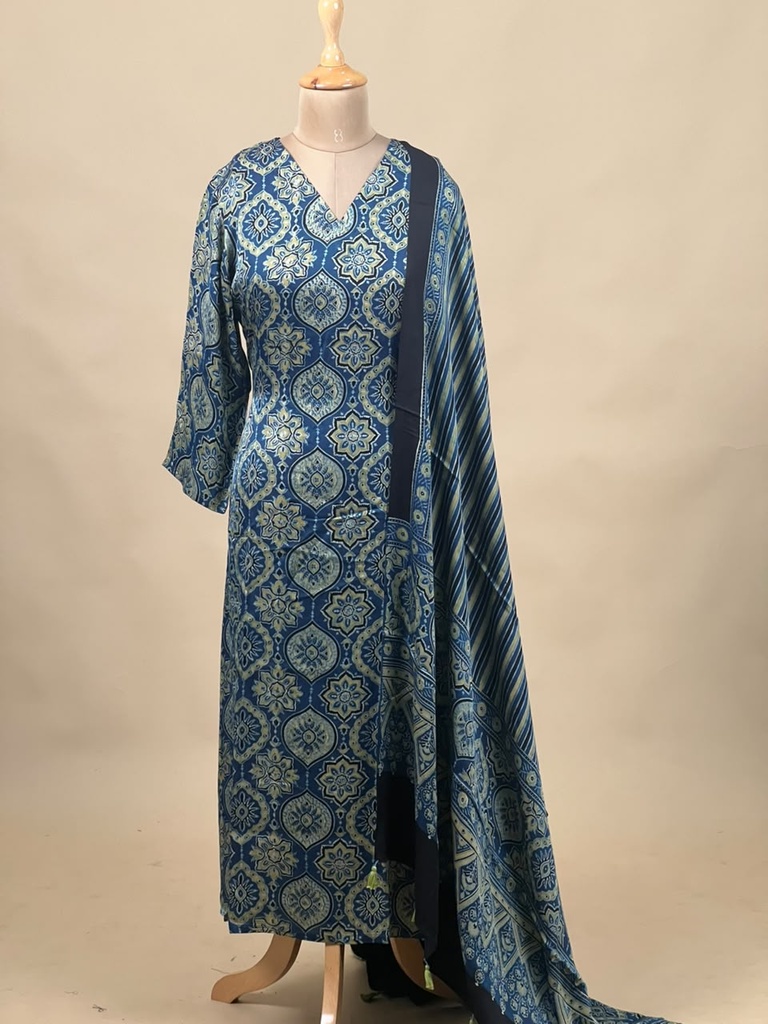 Ajrakh Modal Kurti Dupatta Set 5012 BLUE 1