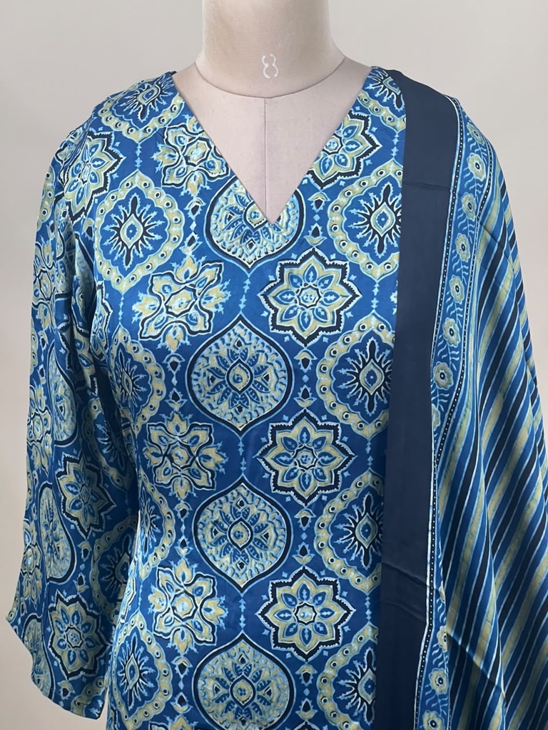 Ajrakh Modal Kurti Dupatta Set 5012 BLUE 1