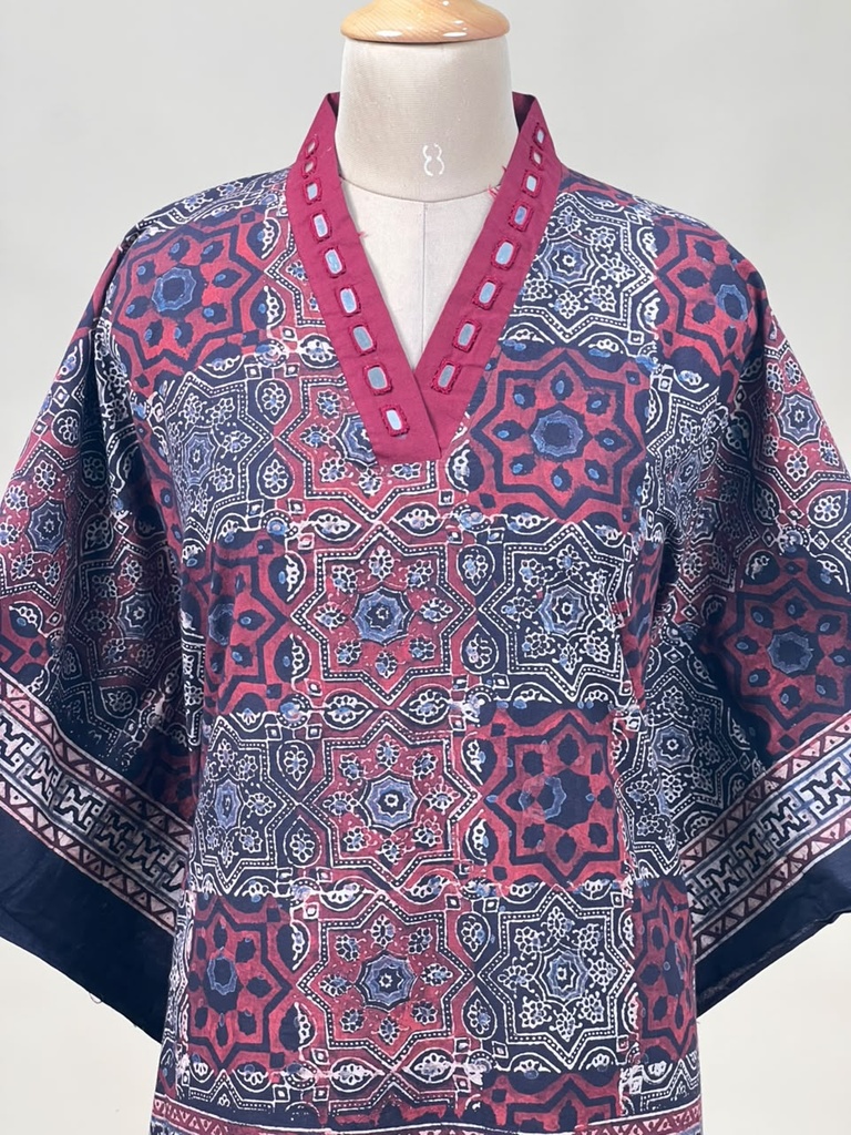 Ajrakh Cotton Kaftan 4802 BLACK 8