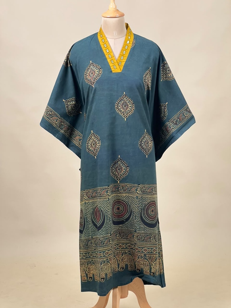 Ajrakh Cotton Kaftan 4802 GREEN 4