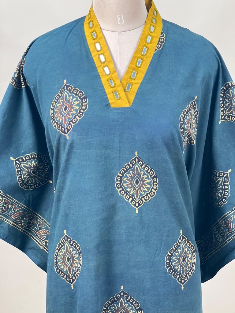 Ajrakh Cotton Kaftan 4802 GREEN 4