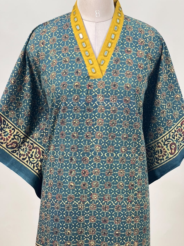 Ajrakh Cotton Kaftan 4802 GREEN 2
