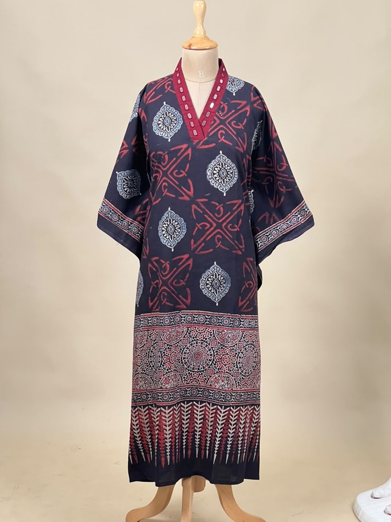 Ajrakh Cotton Kaftan 4802 BLACK  5