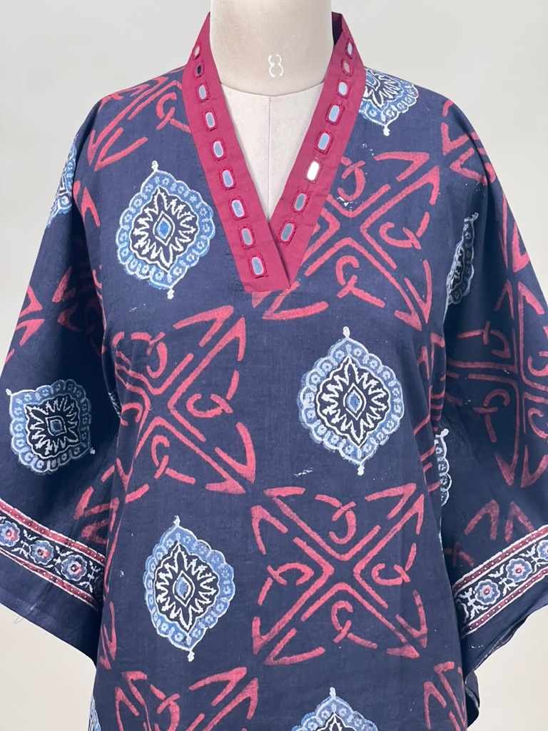 Ajrakh Cotton Kaftan 4802 BLACK  5