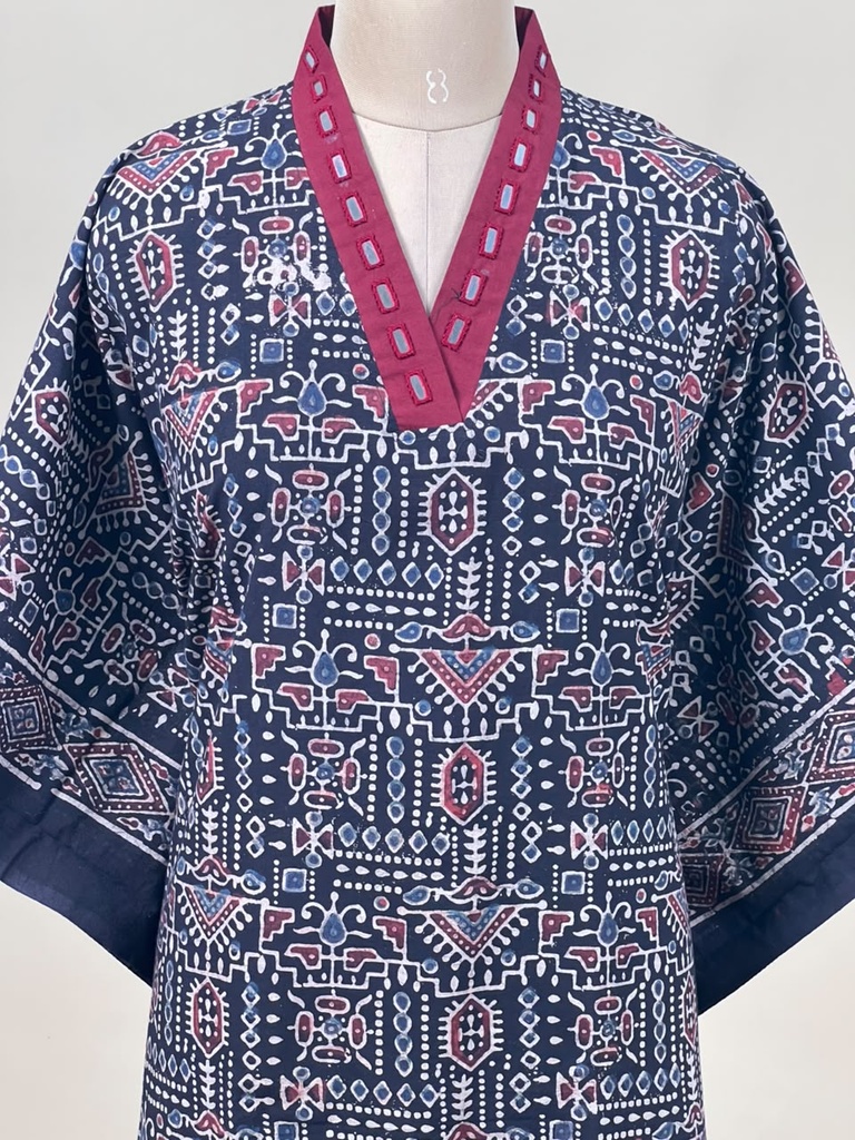 Ajrakh Cotton Kaftan 4802 BLACK 7
