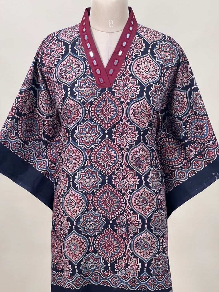 Ajrakh Cotton Kaftan 4802 BLACK 1
