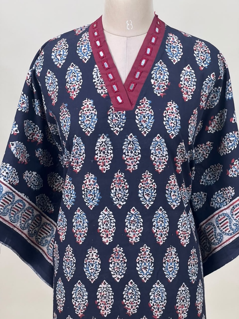 Ajrakh Cotton Kaftan 4802 BLACK 6