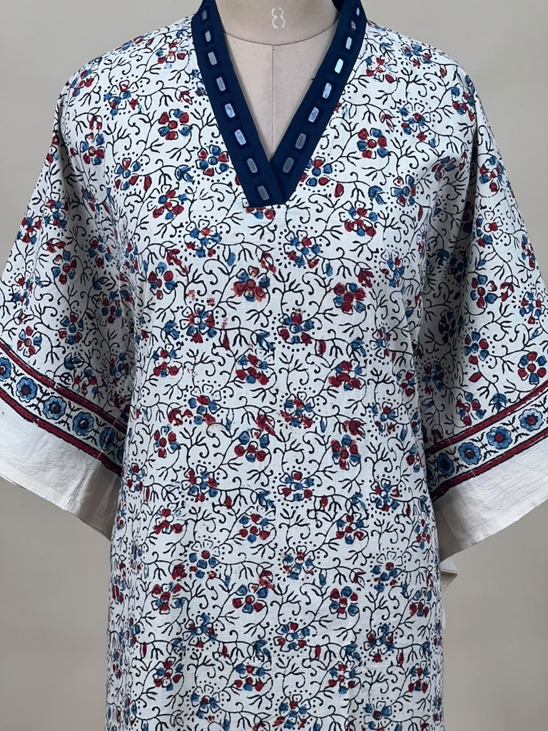 Ajrakh Cotton Kaftan 4802 IVORY 1