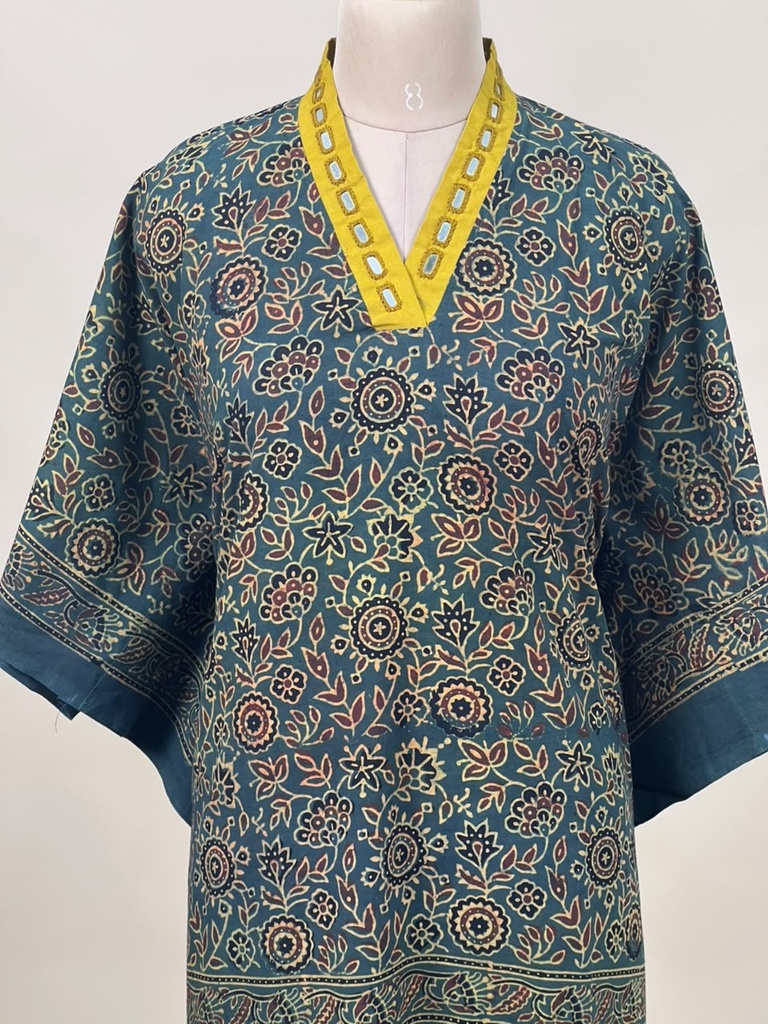 Ajrakh Cotton Kaftan 4802 GREEN 3