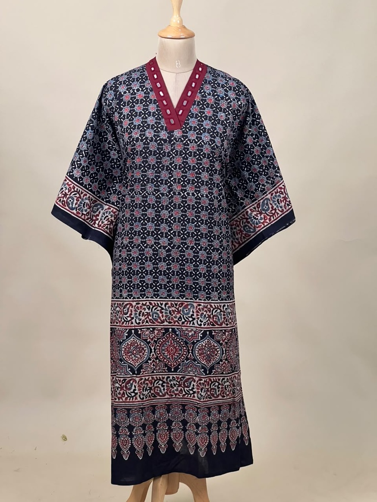 Ajrakh Cotton Kaftan 4802 BLACK 3
